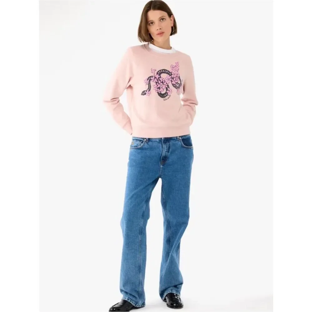 0007. kate spade Pink Floral Snake Graphic Sweatshirt